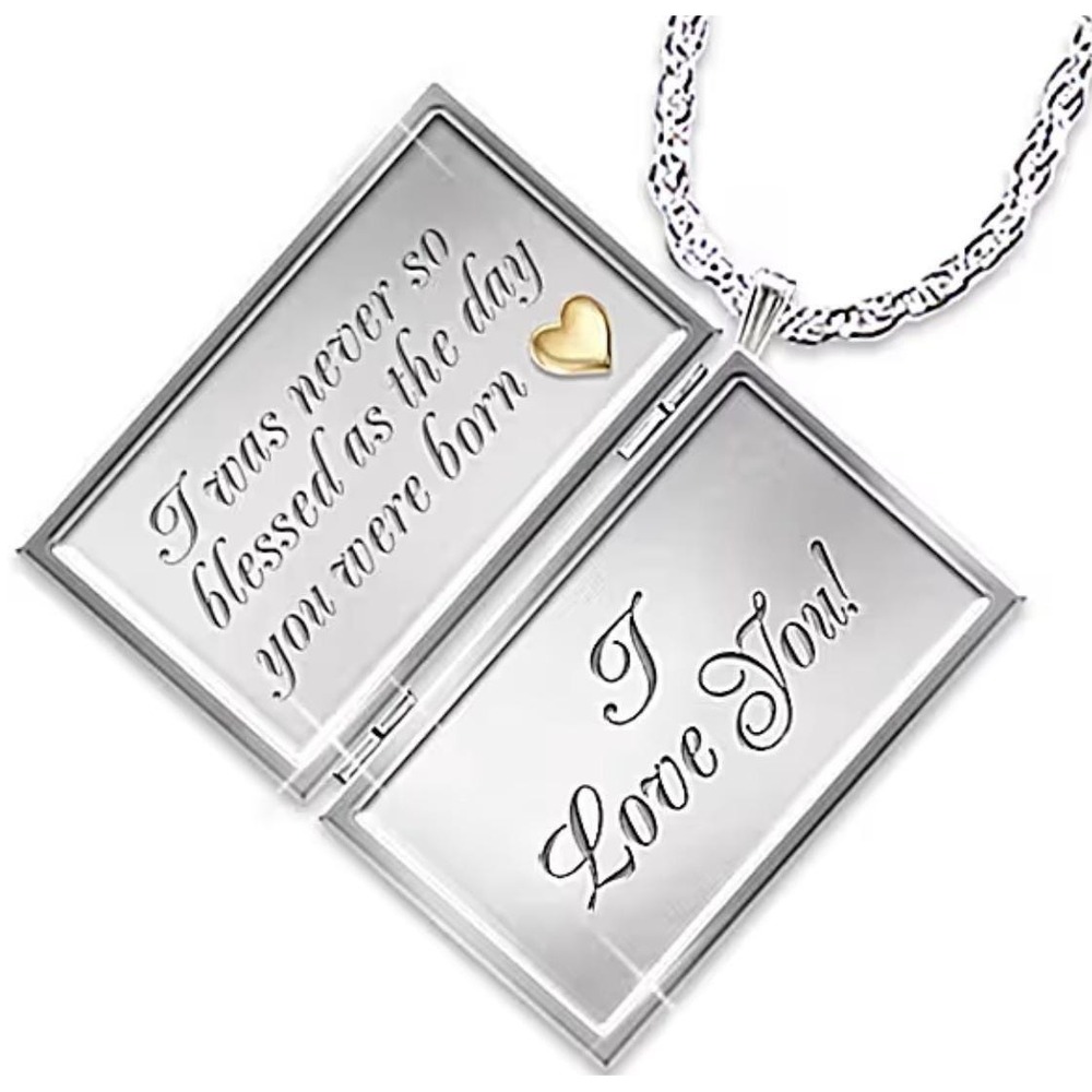 Bradford Exchange Dear Daughter Letter of Love Diamond Sterling Silver Locket